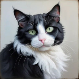 Black and white cat portrait created on Promptus AI.