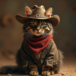 Cat with a hat in western artwork style