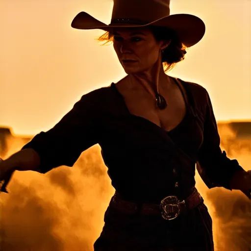 Woman dancing in dusk style image created using AI on Promptus.