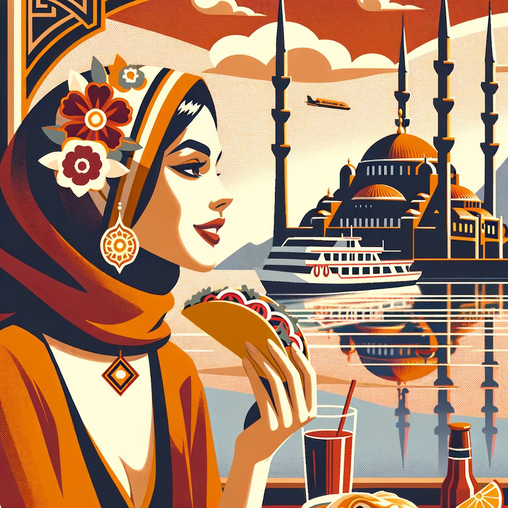 Travel poster of Turkey in vintage style.