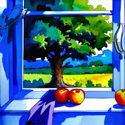 Watercolor style image of a window view generated on Promptus AI. 