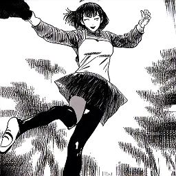 Inked and cel-shaded comic art.