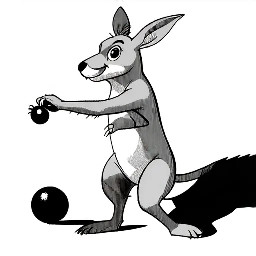 Kangaroo playing with a ball in Manga cartoon style