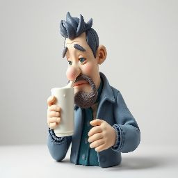 Low poly AI image generator of man drinking milk