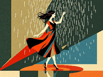 Bauhaus style AI image of woman dancin