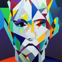 Geometric man face in cubism art style