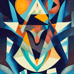 Abstract horns in the cubism art style created by AI