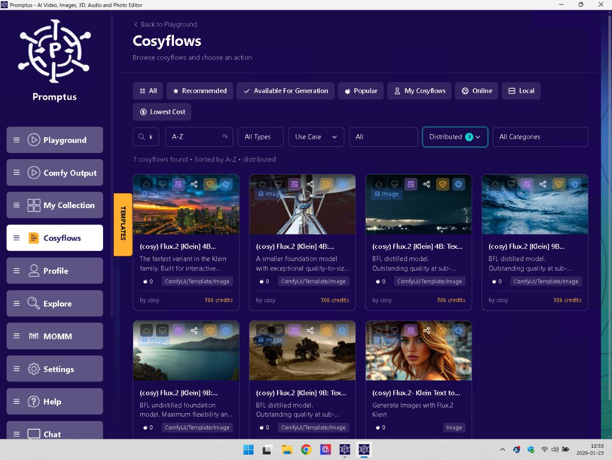 Illustration of workflows using ComfyUI in promptus