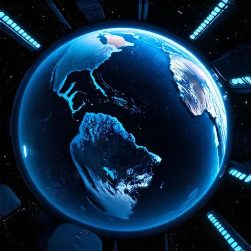 Cybernetic future with the world in orbit