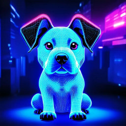 Holography AI image of a dog in the park