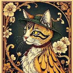 Portrait of cat in art nouveau style