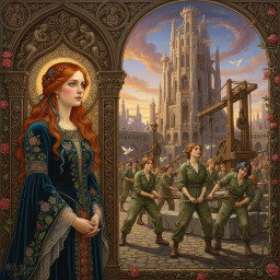 AI generated Victorian woman portrait in Pre-Raphaelite style with intricate details, deep colors, and emotional storytelling