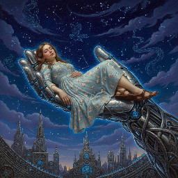 Moonlight over in pre-Raphaelite art stye 