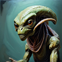 Alien painting in photorealistic art style generated on Promptus AI app.