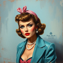 AI artwork of woman with pearls created on local AI app Promptus. 