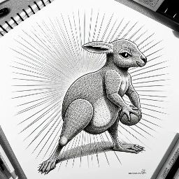 Kangaroo cartoon with ball playing in manga style