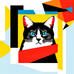 Bauhaus style AI portait of cat