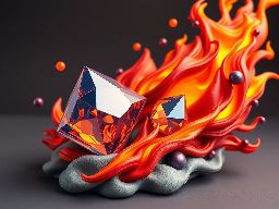Diamonds on fire in low poly style