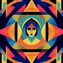 Cubism artwork with vibrant colors