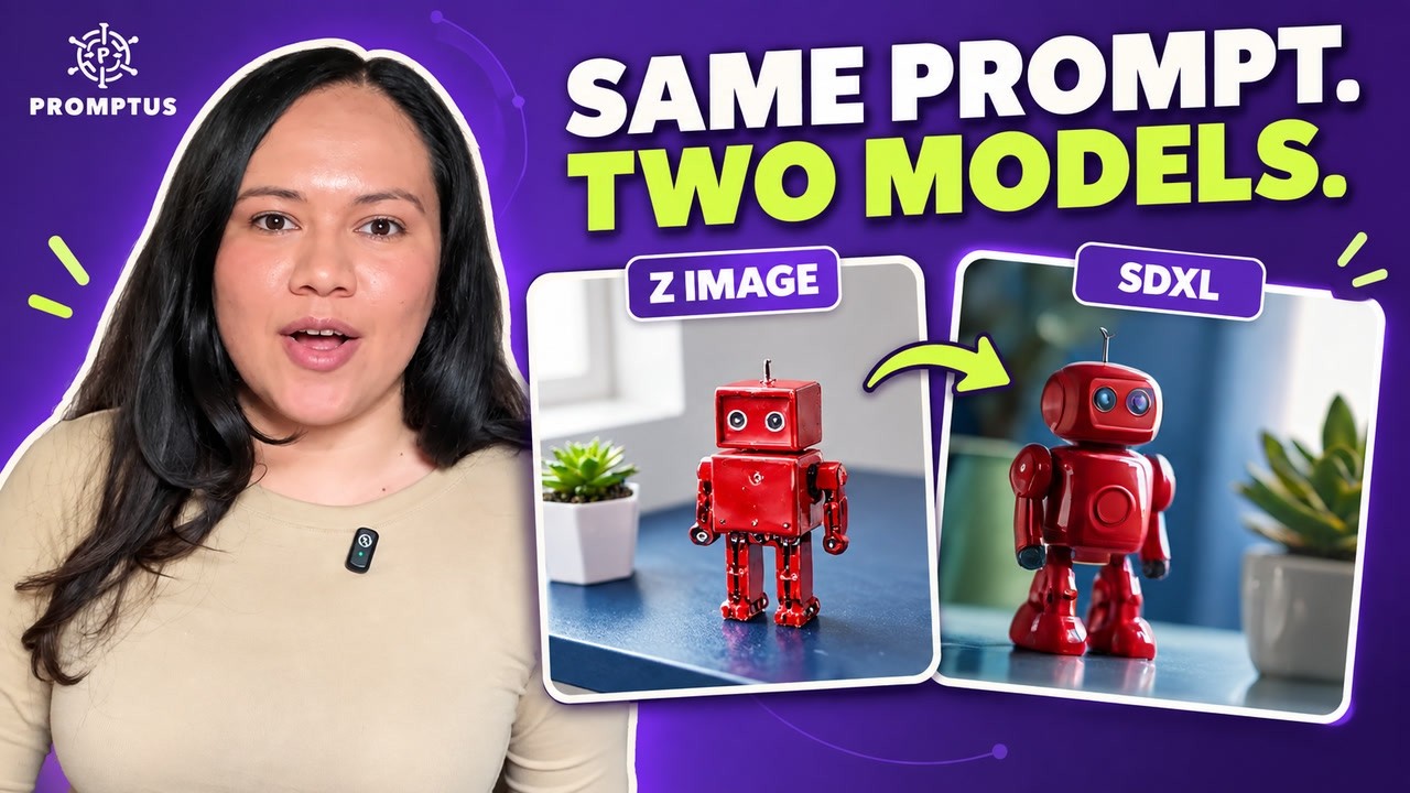 A red robot and a green succulent generated locally with Z-Image Turbo on an 8 GB Mac