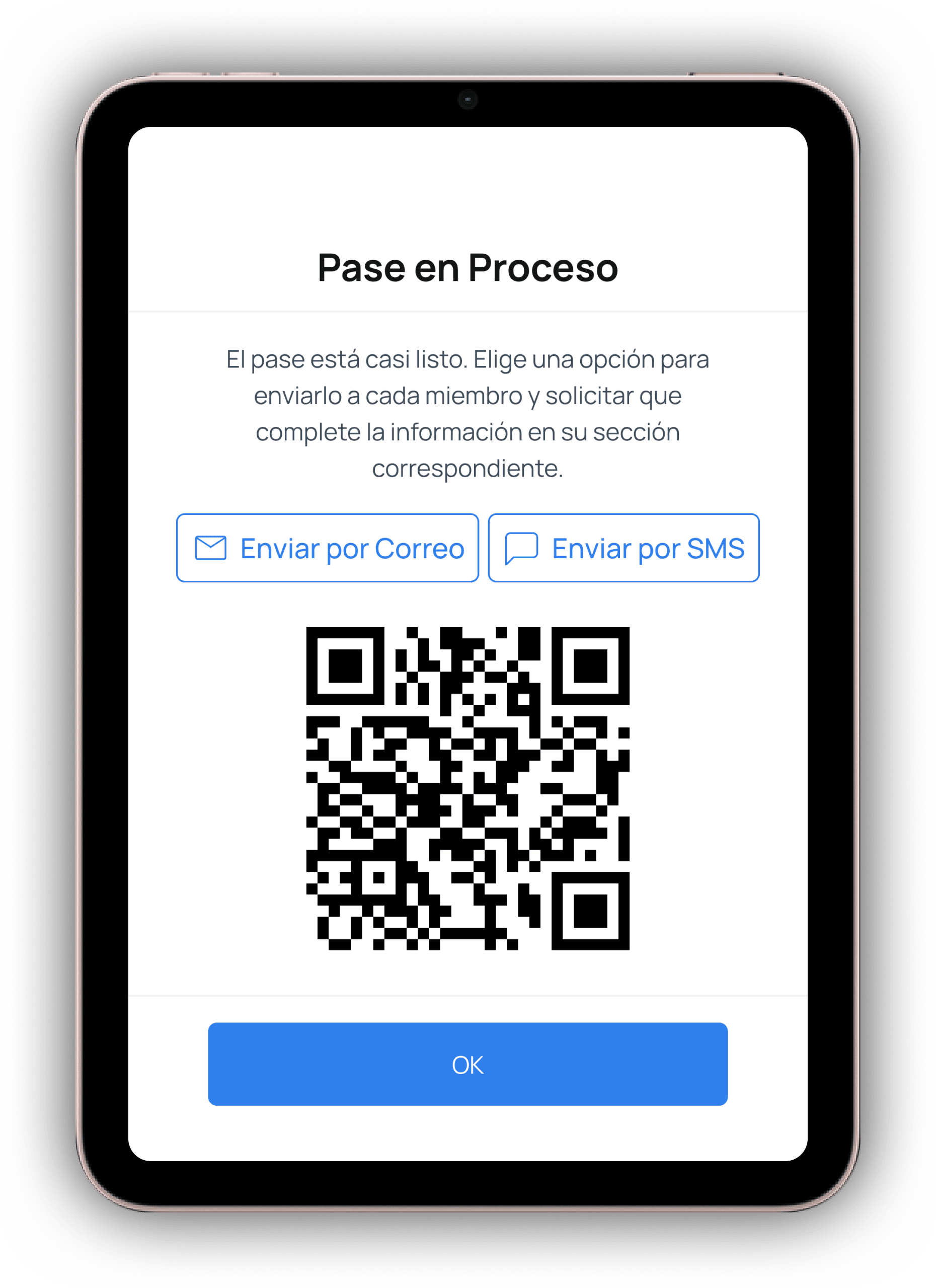 pase de acceso con qr