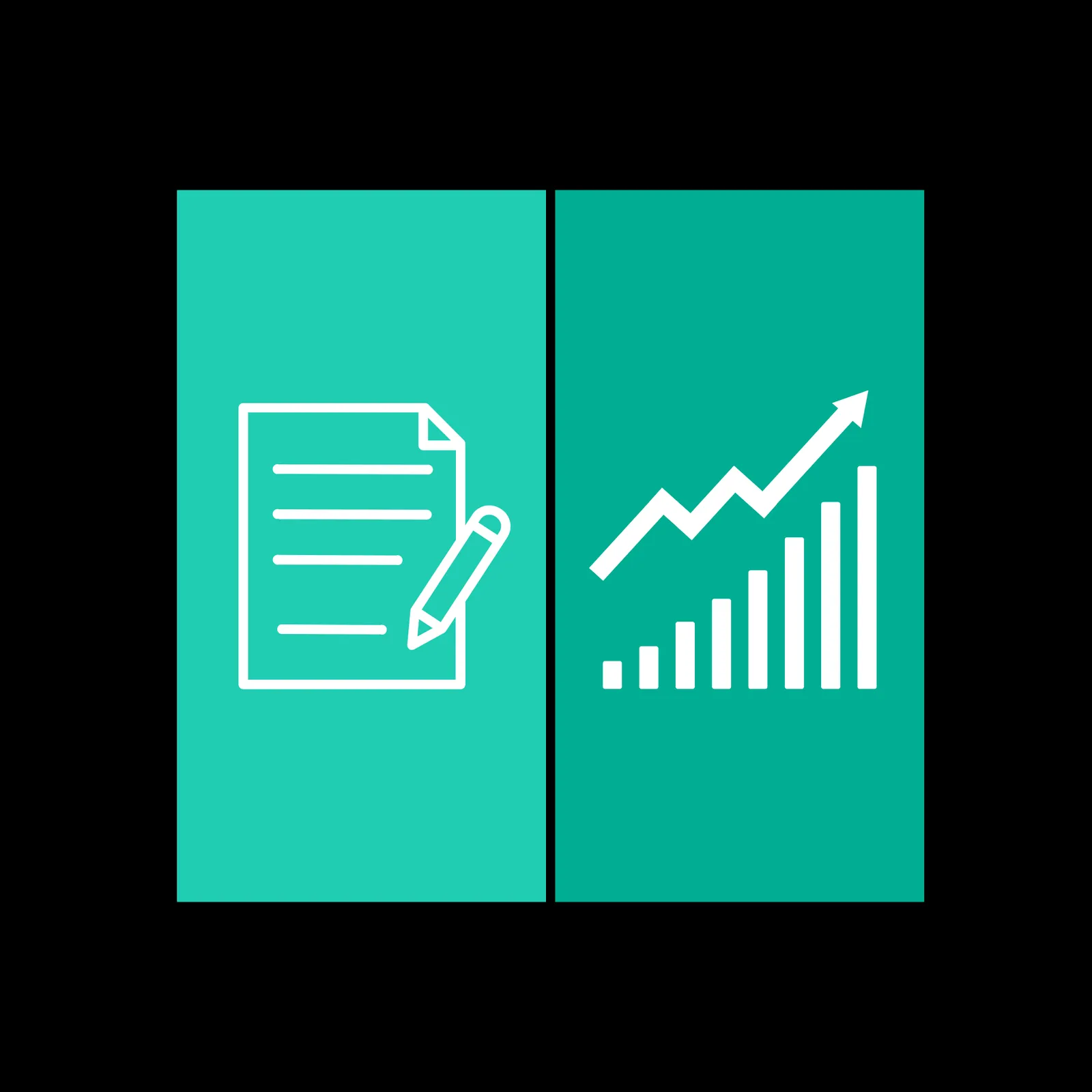 A graphic of a chart and a pen.