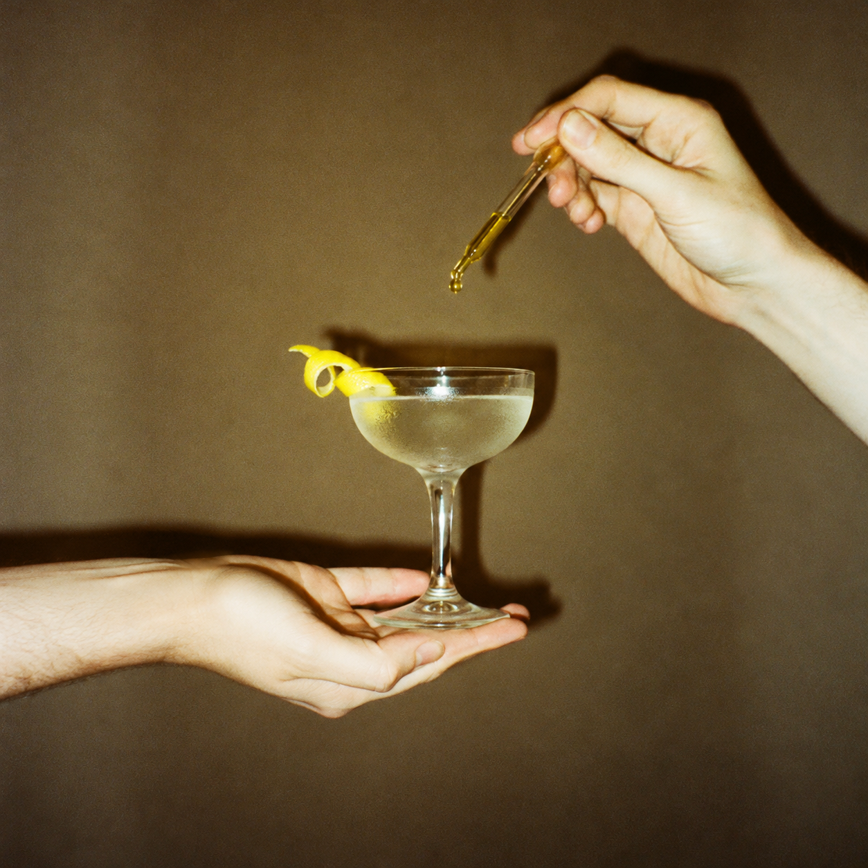 Call Your Mother martini made with Supergay Fire Island Dry Gin, kombu olive oil dropper
