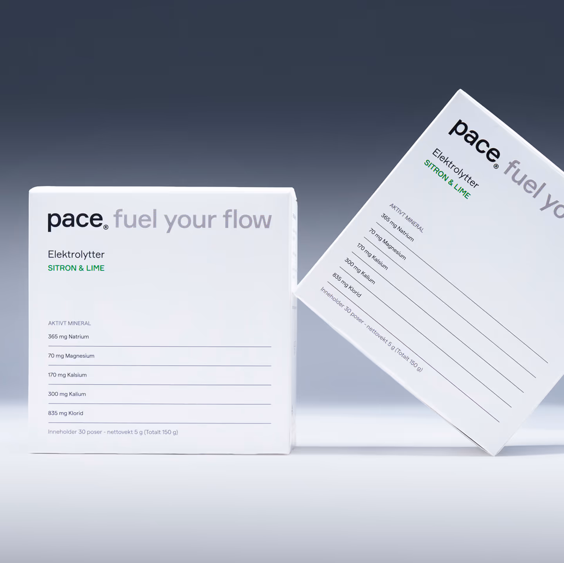 Two white boxes of pace electrolyte powder with citron and lime flavor displaying mineral content and product branding.