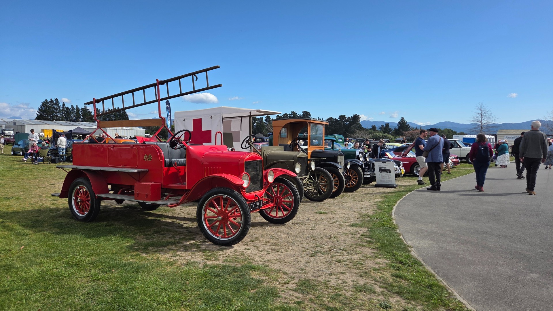 A wide variety of cars at Omaka including an old fashioned fire engine.