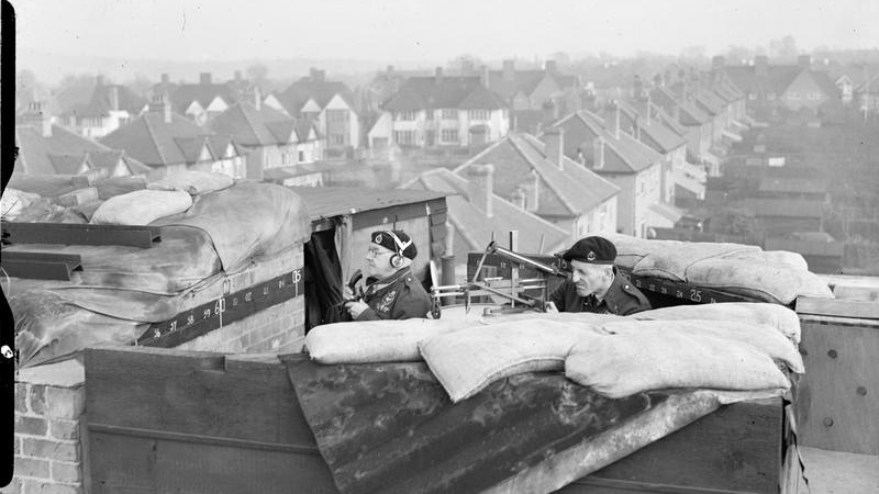 Image: IWM (CH8217) A team at work in an ROC post on the roof of a suburban building in Eltham, south-east London.