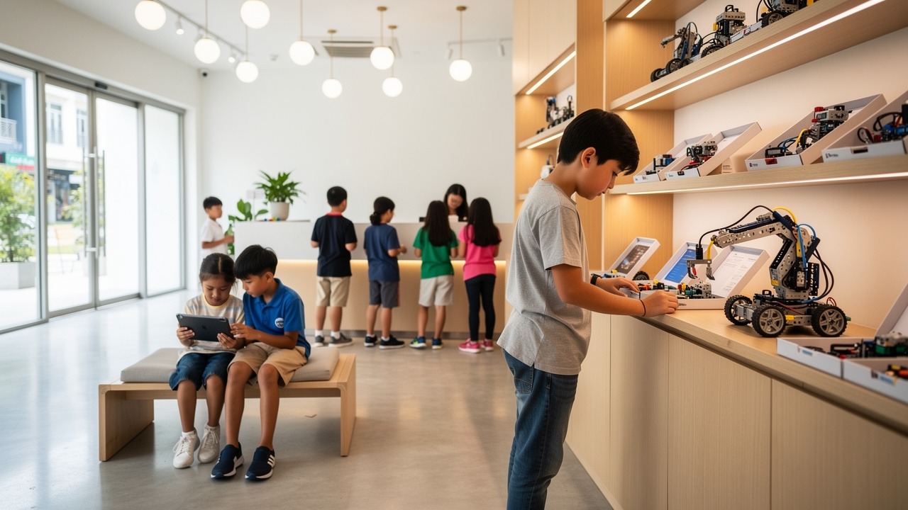 Modern STEM enrichment center interior in Singapore