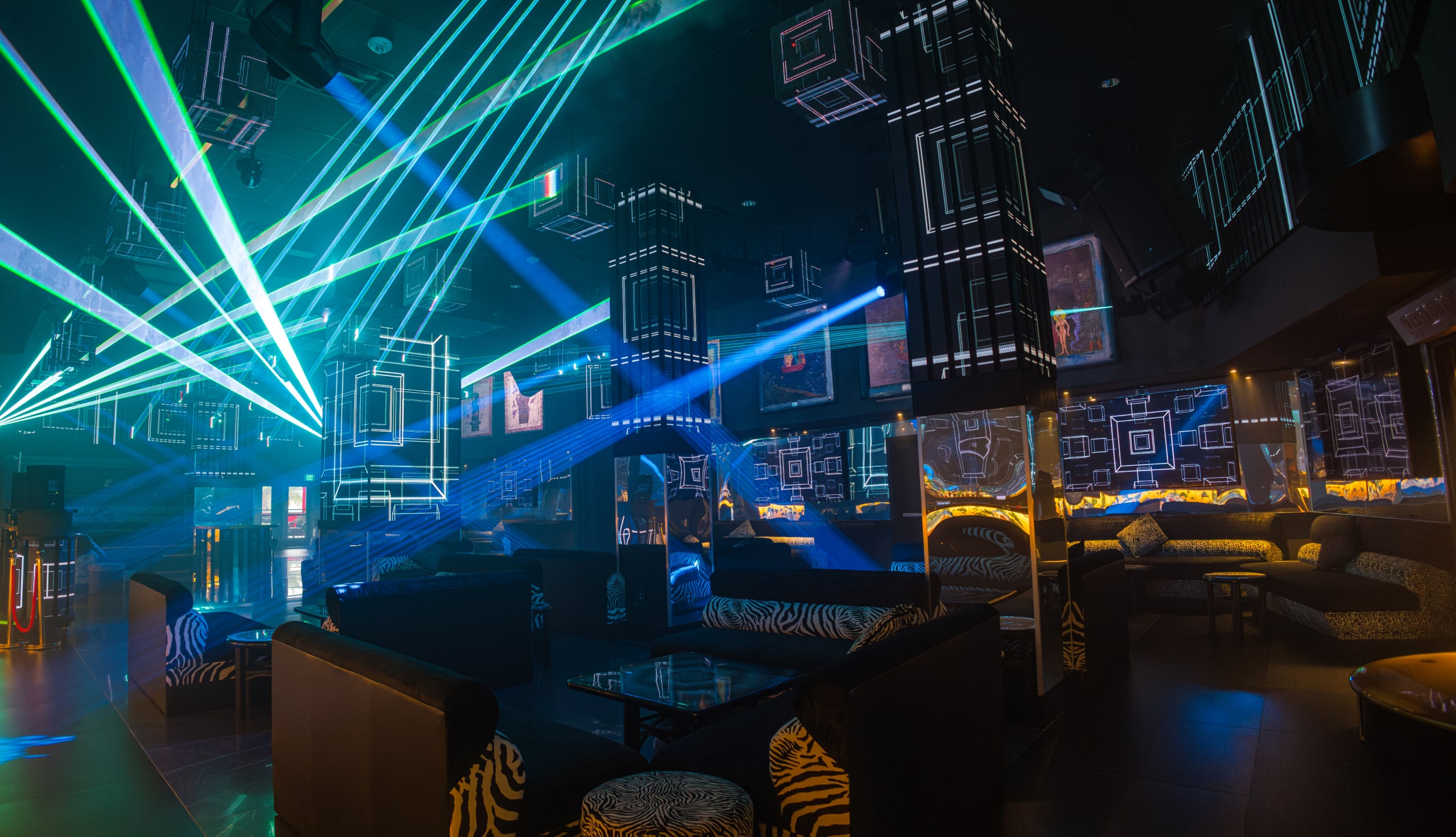 Kali Ultra Lounge interior with immersive lighting and stage performance