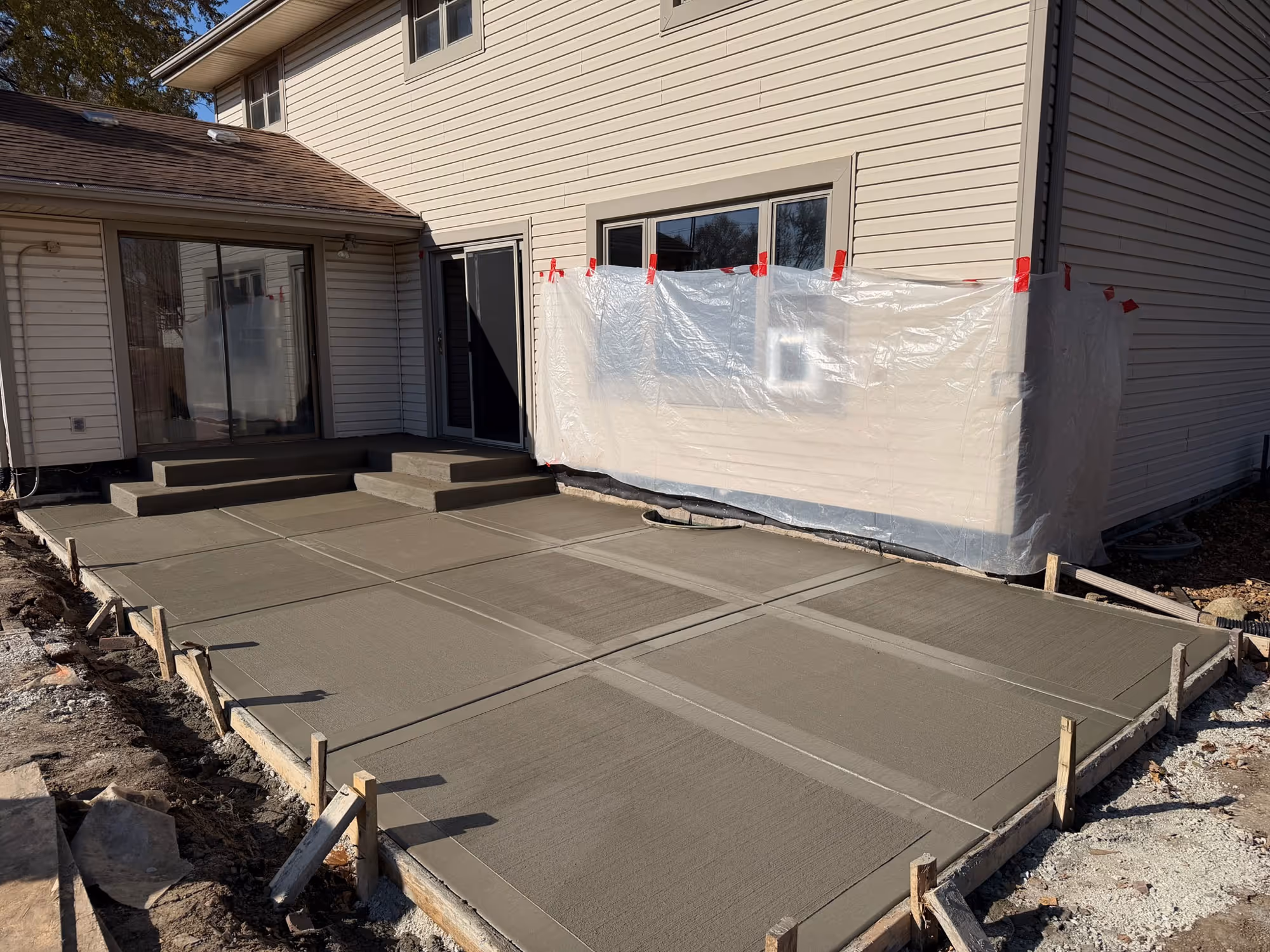 Concrete patio installation project in Lockport, IL.