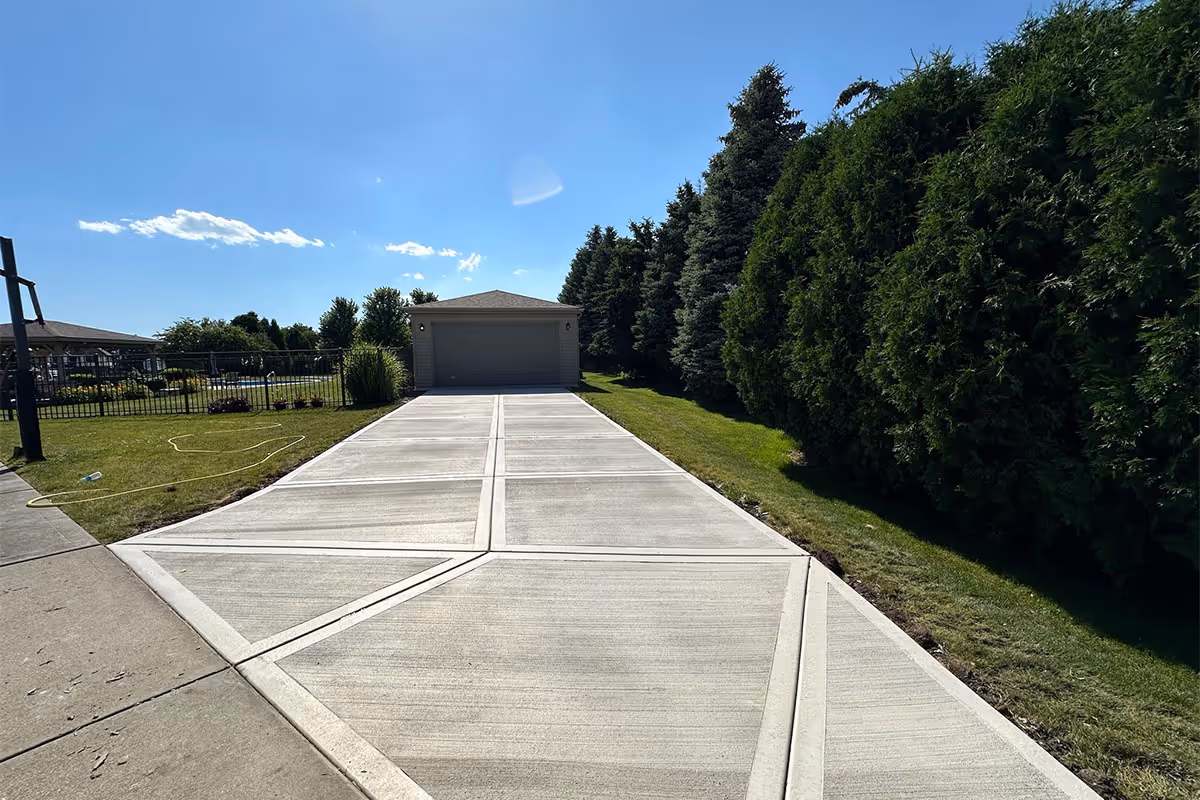 A completed driveway paver installation project.