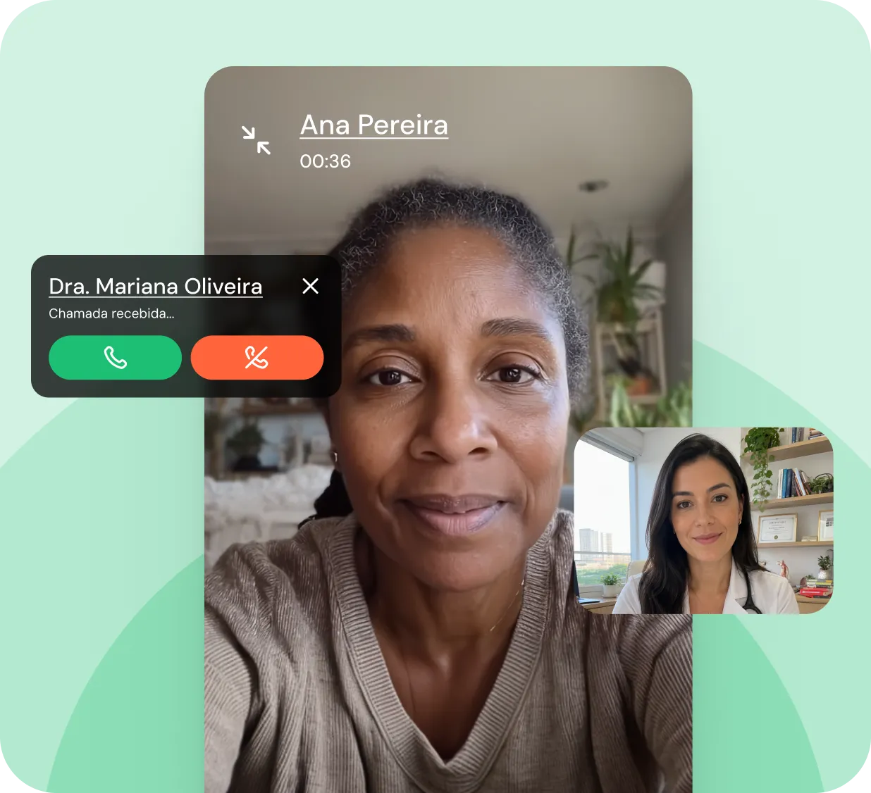 Tab 2 - Audio and video calls mockup