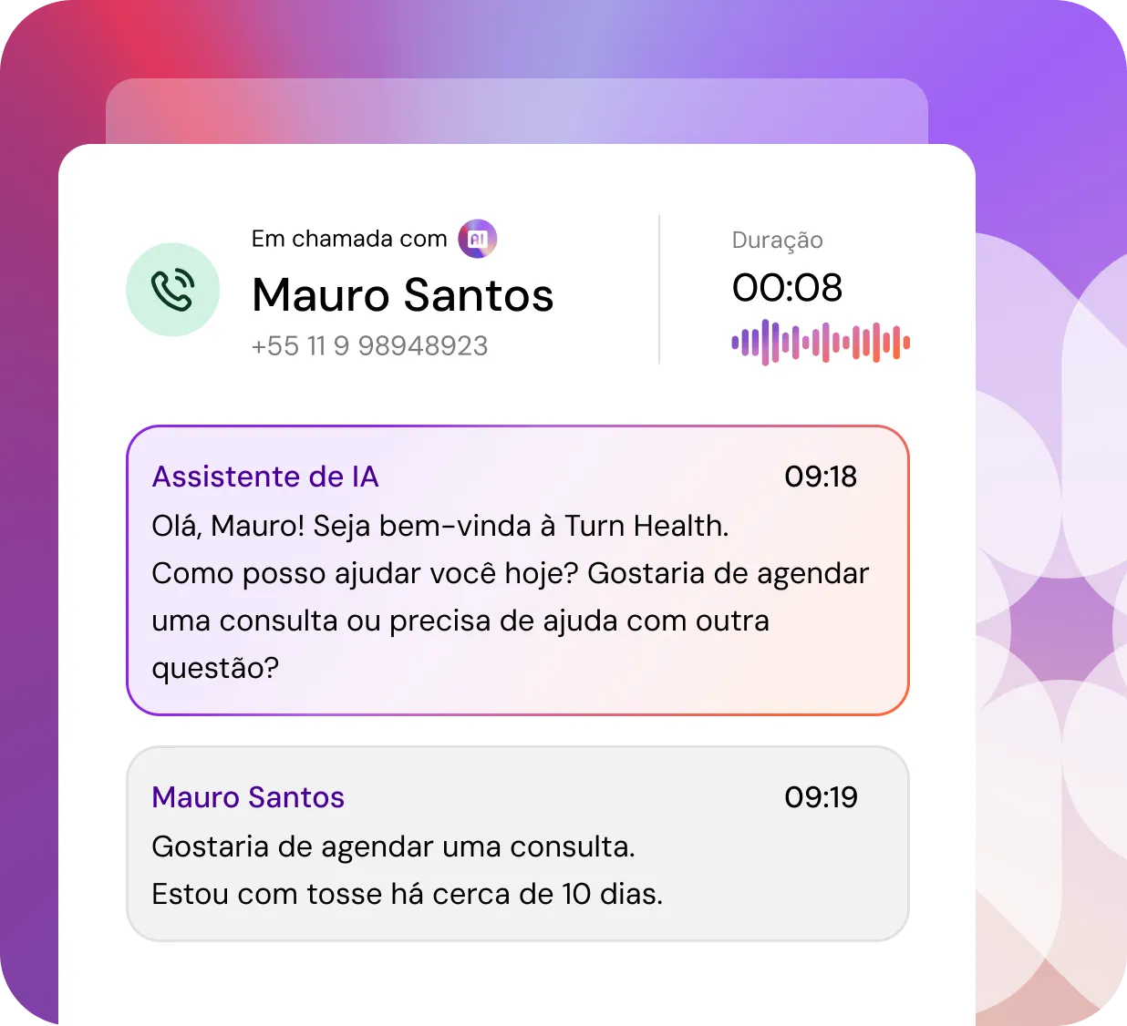 Tab 1 - AI call handling mockup