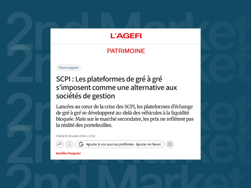 2nd Market dans L’Agefi : marché secondaire SCPI