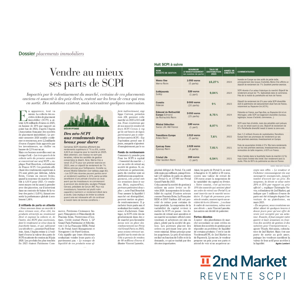 2nd Market dans Challenges | Marché secondaire SCPI