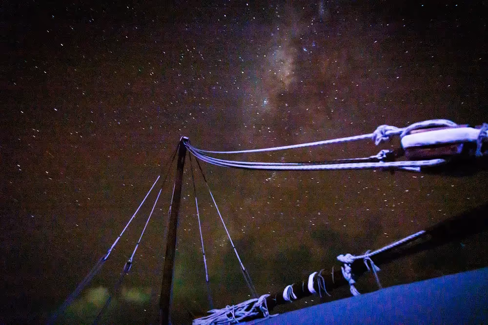 Dhow mast at night