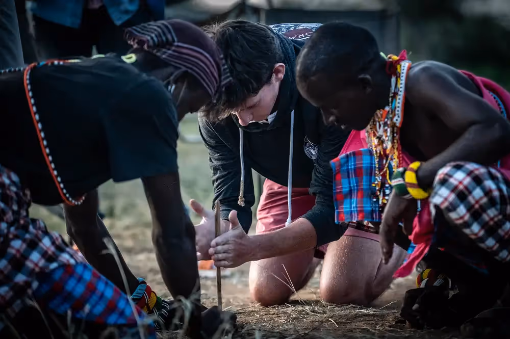 Making fire with samburu