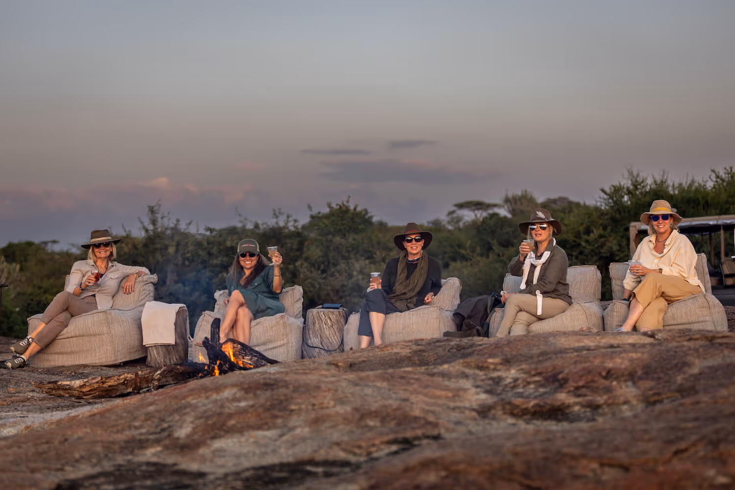 Sunset, sundowner drinks in africa