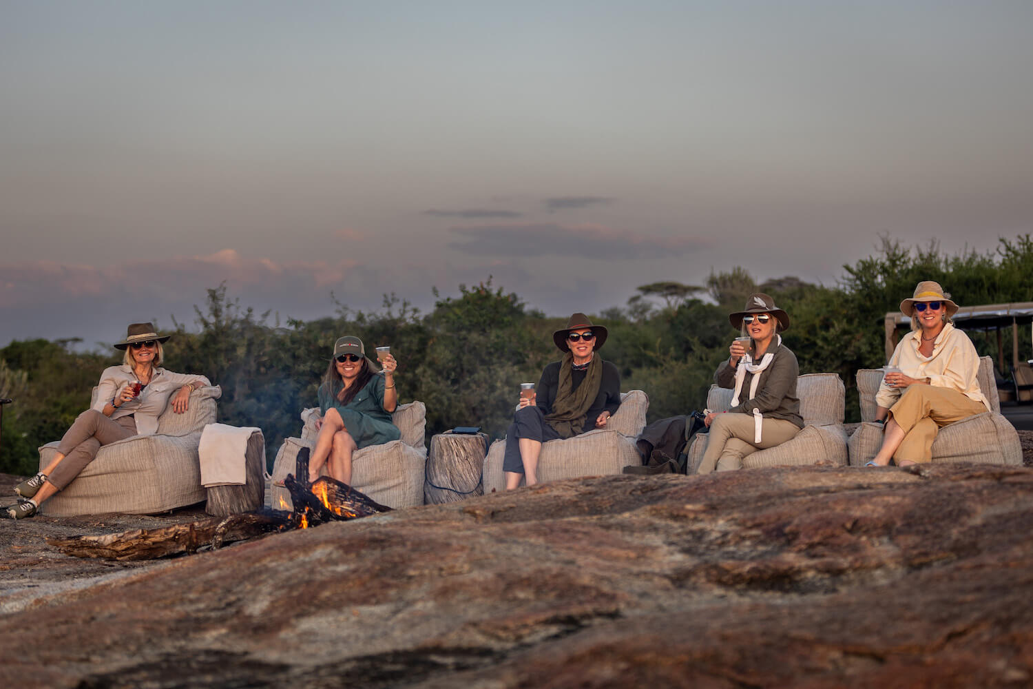 Sunset, sundowner drinks in africa
