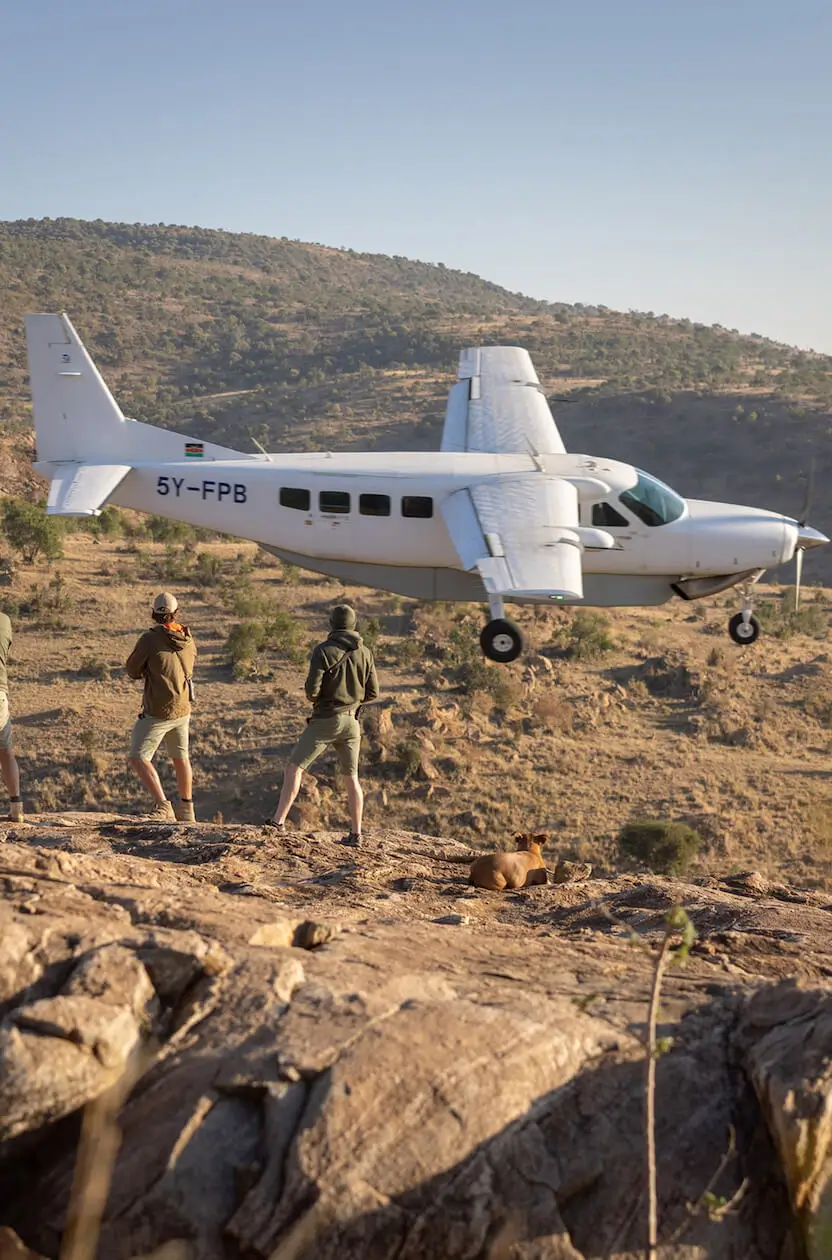 Aerial view of the African landscape from a fly-in safari