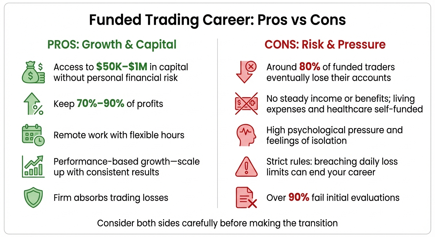 Pros vs Cons of Funded Trading Career: Complete Comparison