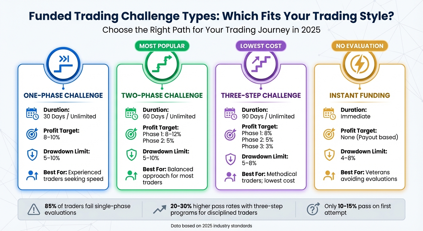 Funded Trading Challenge Types Comparison 2025