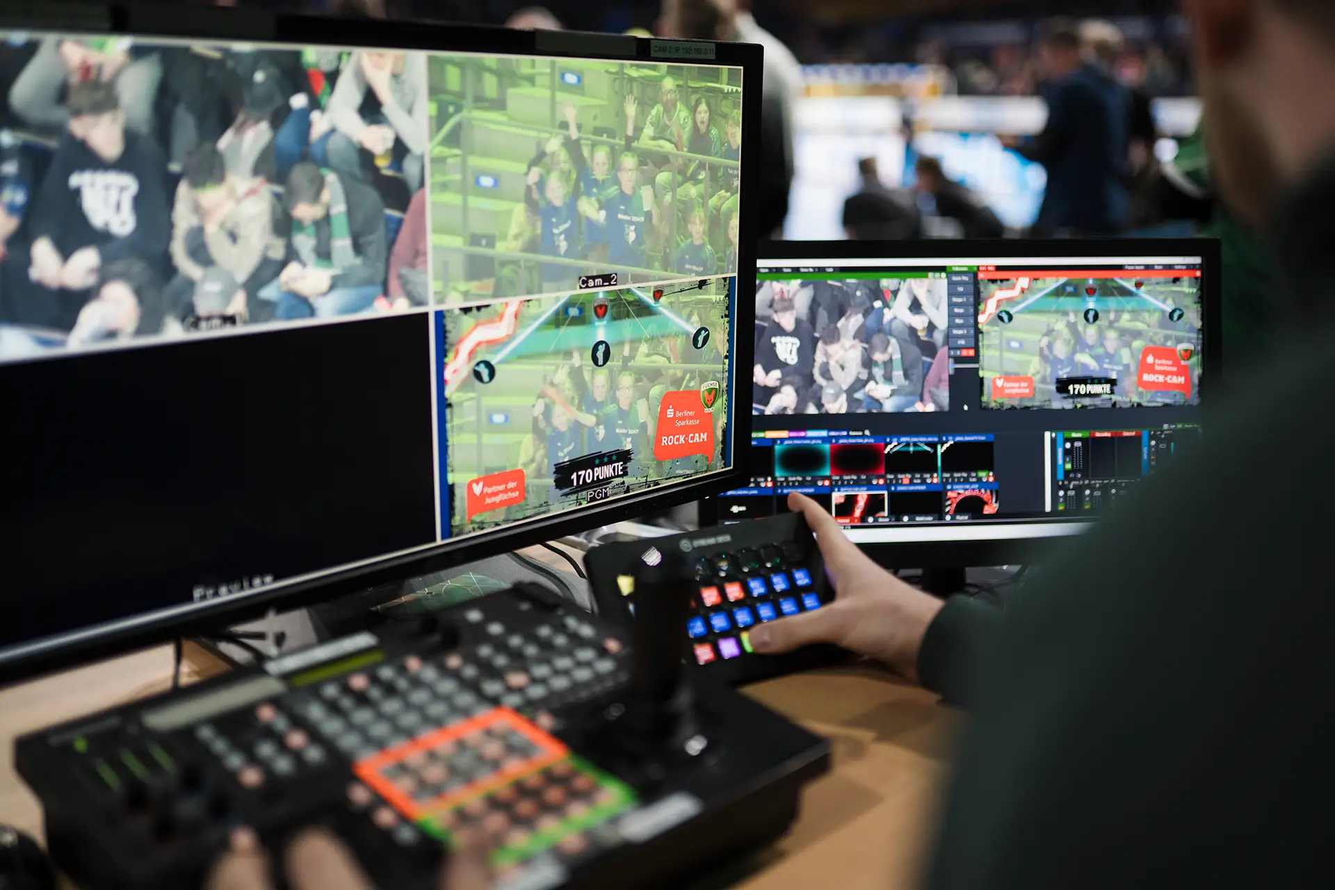 Battlecam im Einsatz, Füchse Berlin Heimspiel, fivekit und Sparkasse.