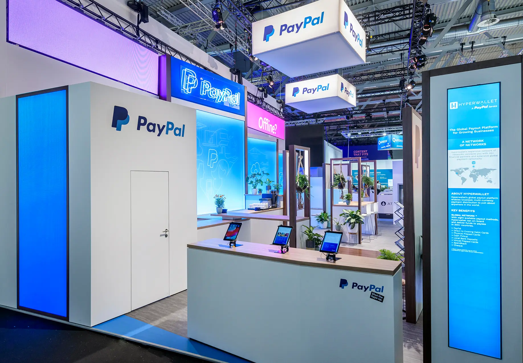 PayPal Stand-Detail, DMEXCO 2019, digitale Produktinszenierung, Eventdesign fivekit.