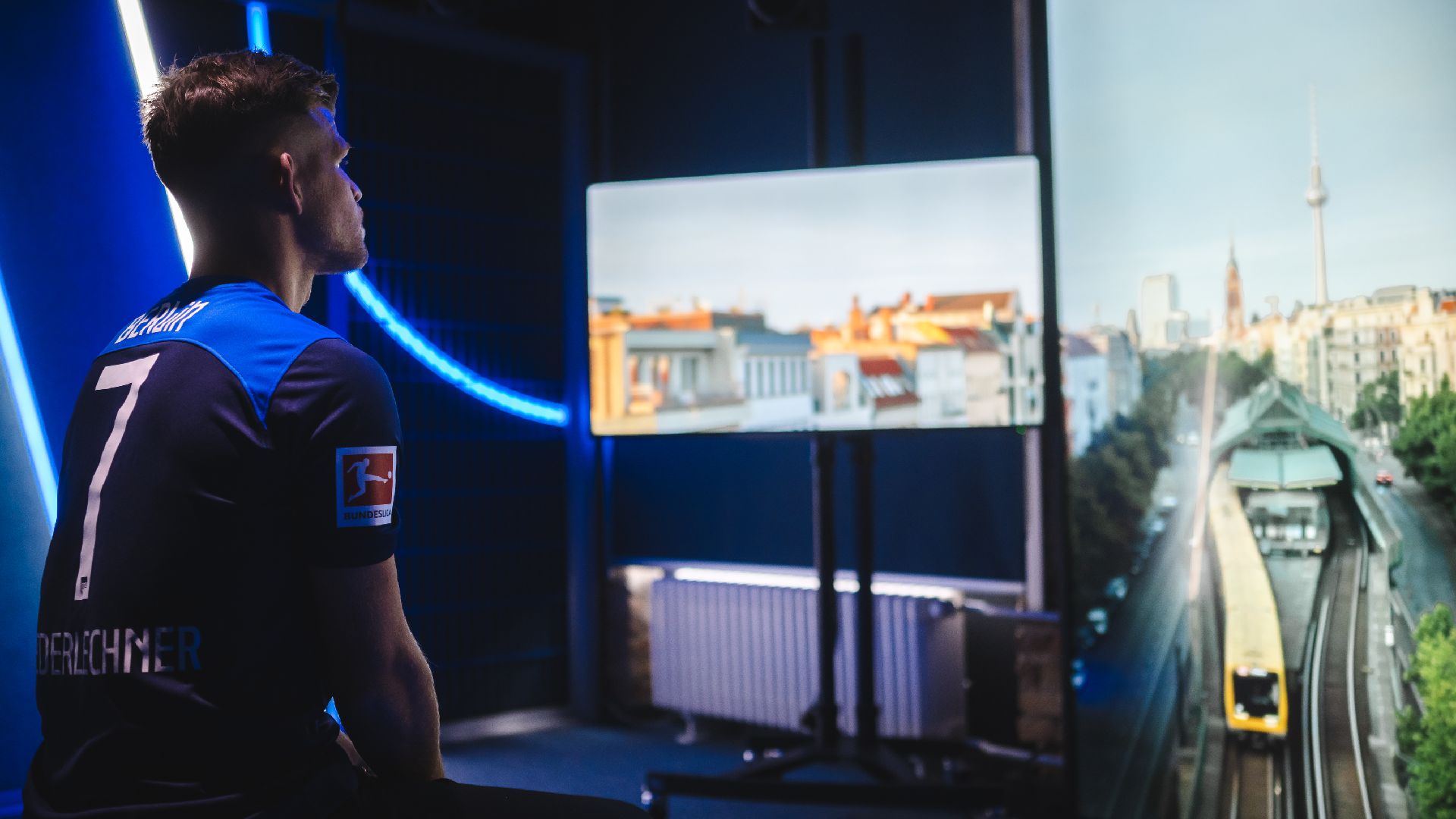 Onboarding-Raum Hertha BSC, fivekit, interaktives Studioerlebnis.