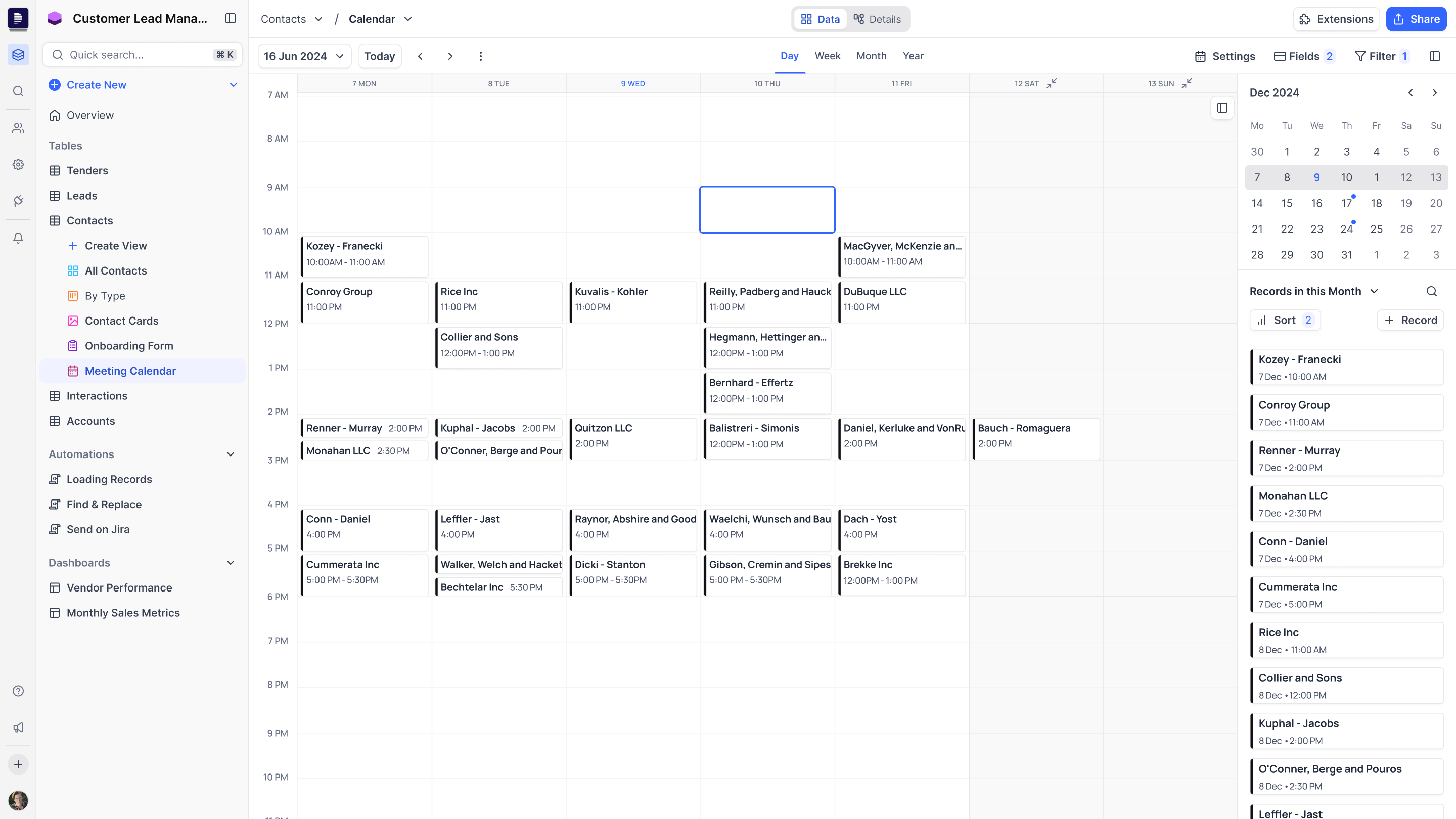 Calendar View