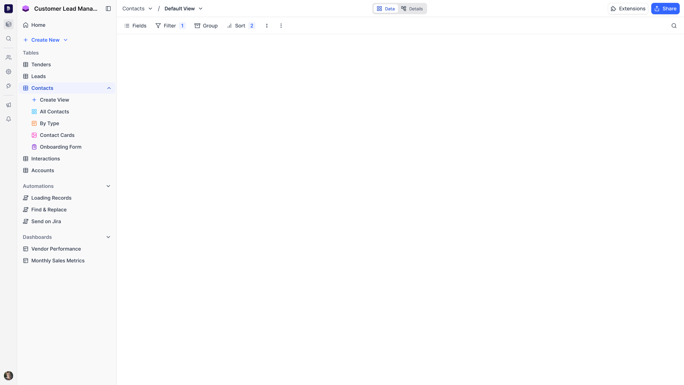 Empty grid view
